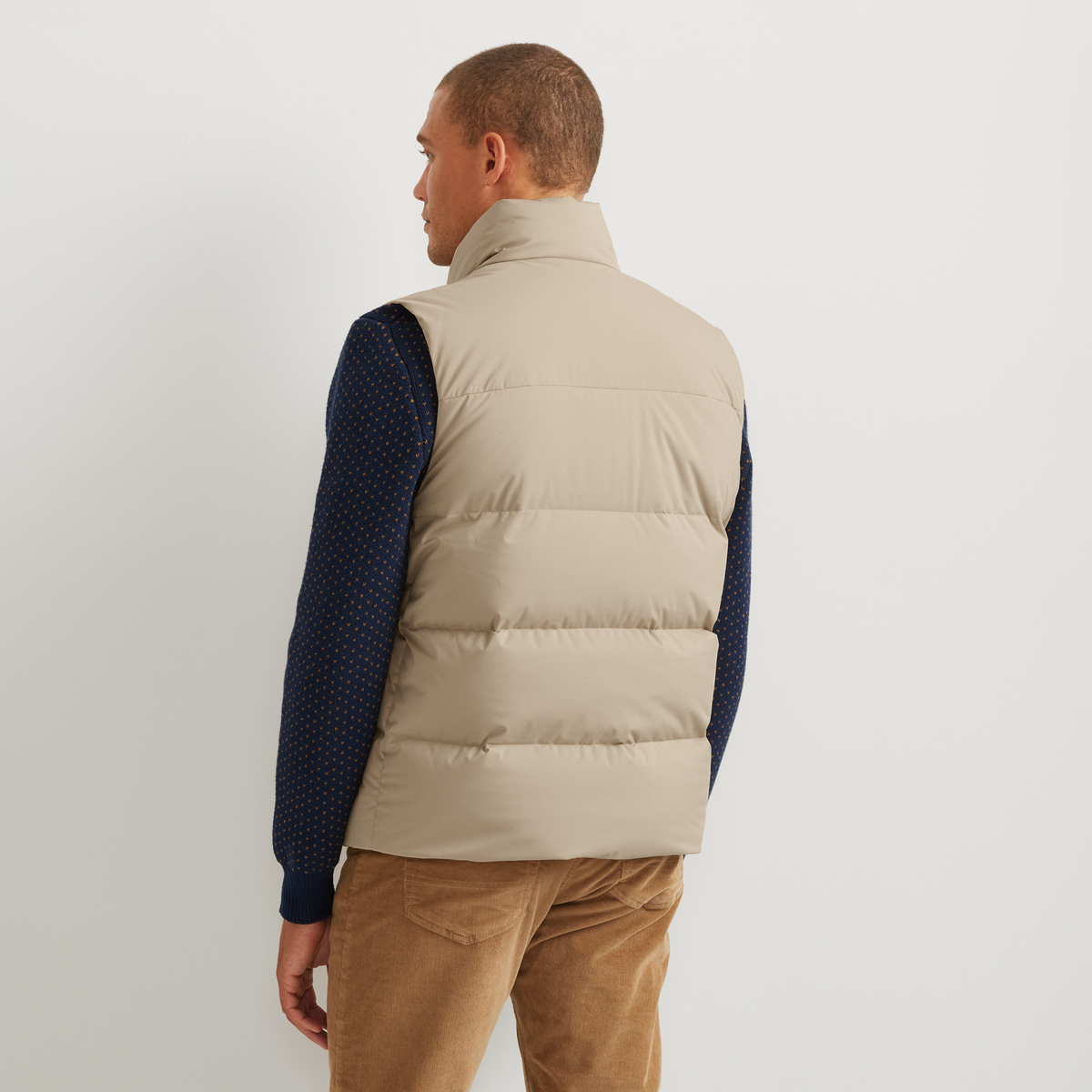 Men's Essential Down Vest-Light Khaki-Regular-11