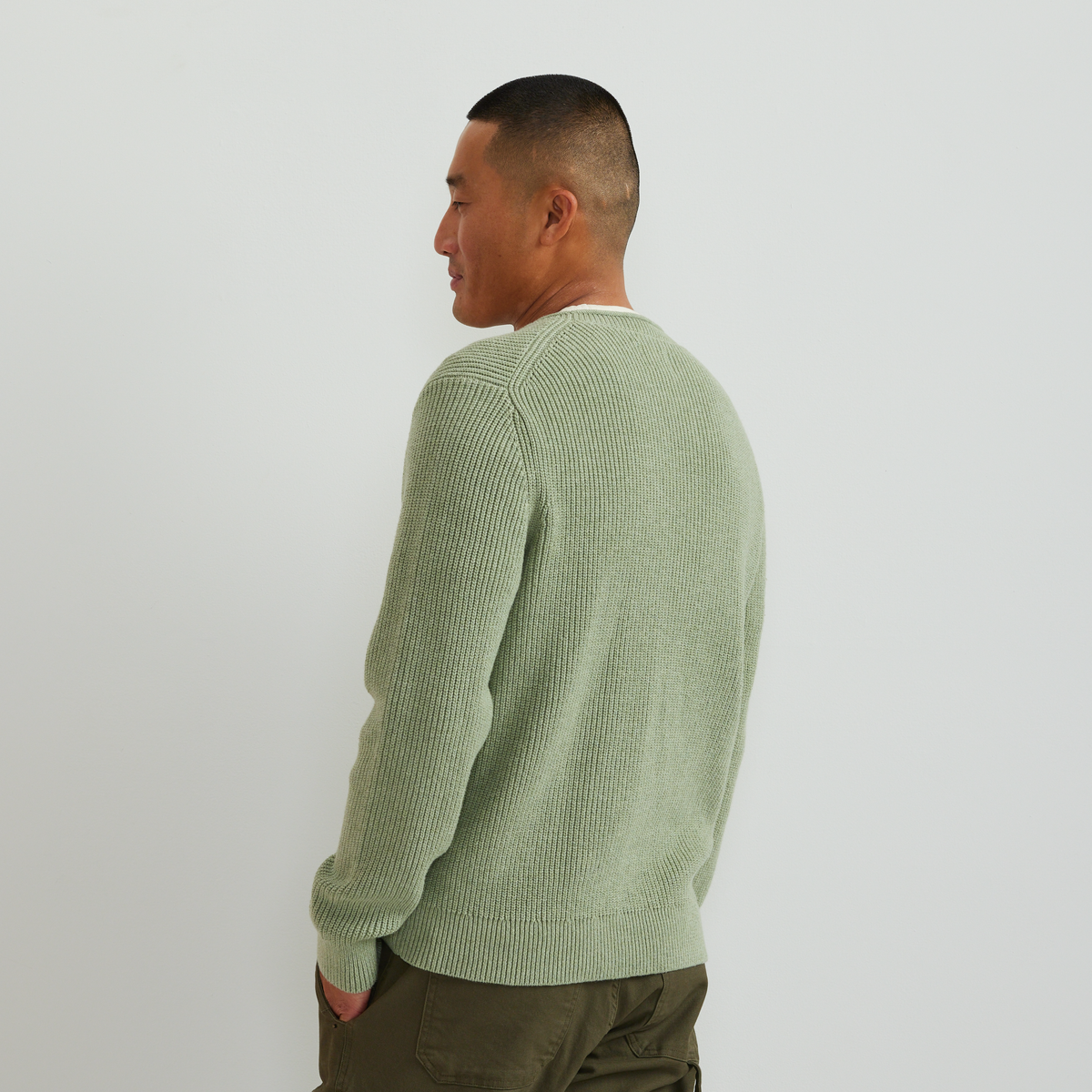 Men's Signature Roll Neck Sweater-Htr Green-Regular-F1