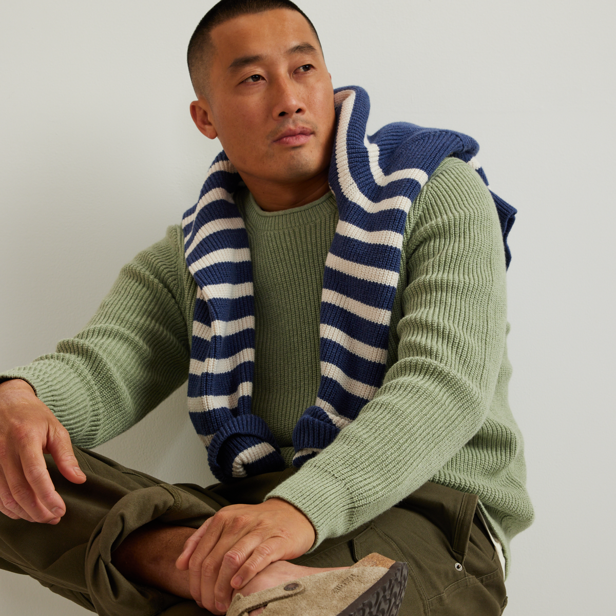 Men's Signature Roll Neck Sweater-Htr Green-Regular-T3