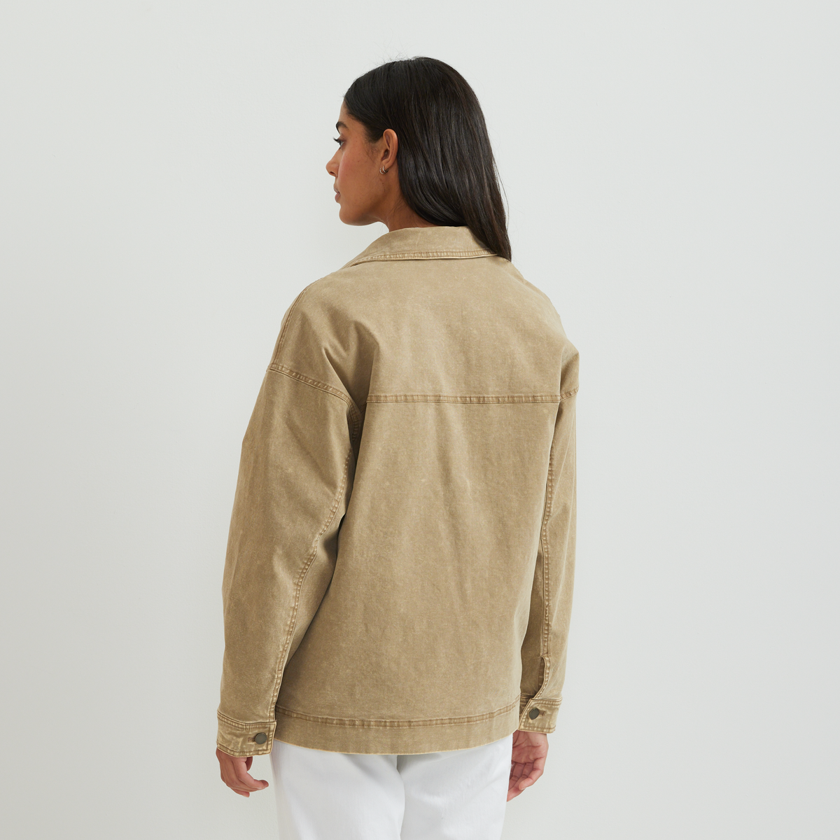 Women's Seabrook Vintage Washed Jacket-Dk Khaki-Regular-F1