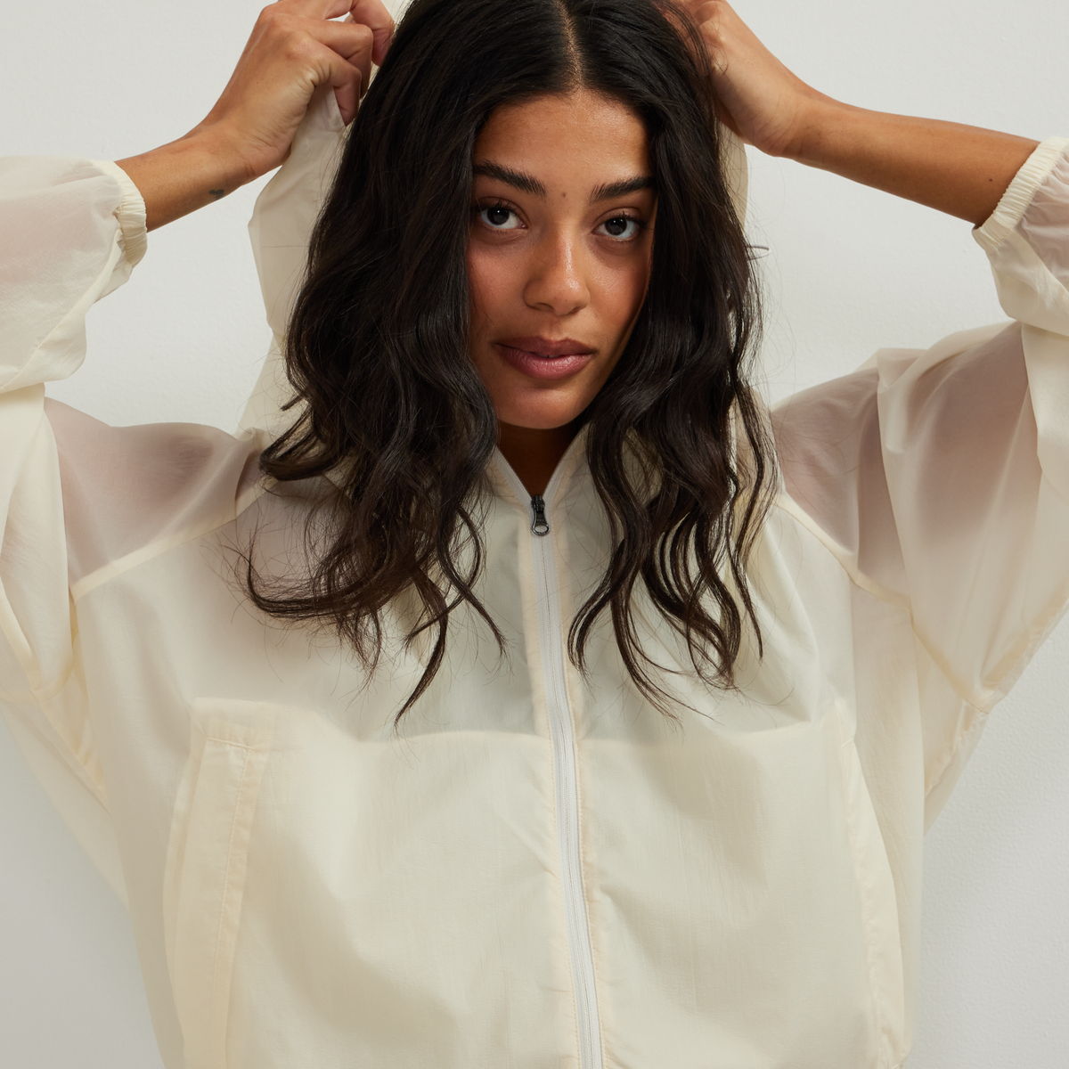 Women's Sunbeam Sheer Windbreaker-Ivory-Regular-T2