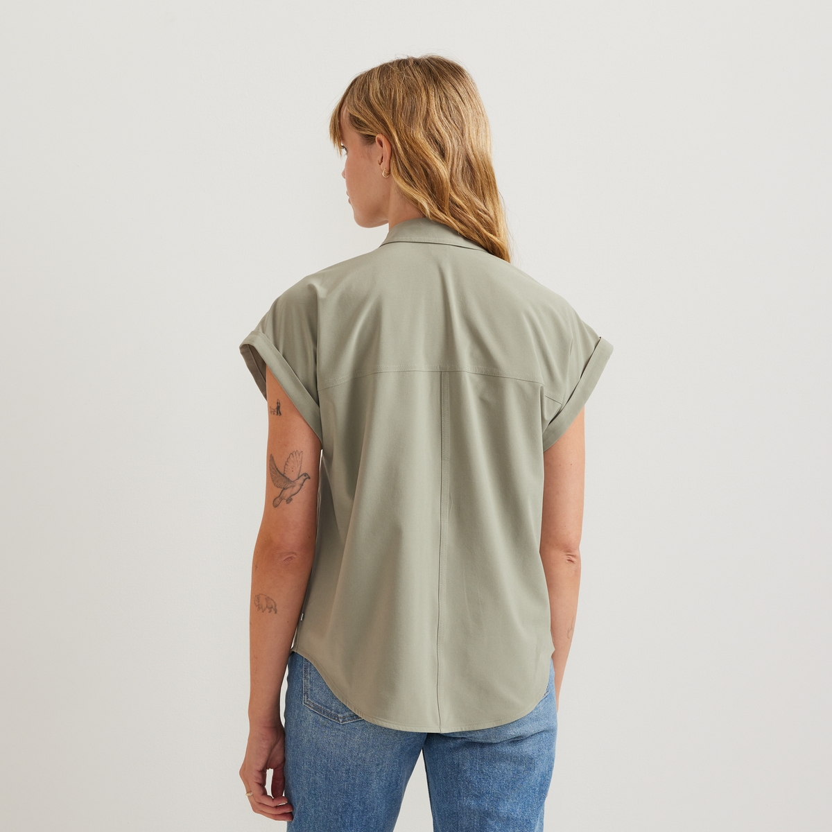 Women's Departure Short-Sleeve Button-Down Shirt-Sage-Regular-F1