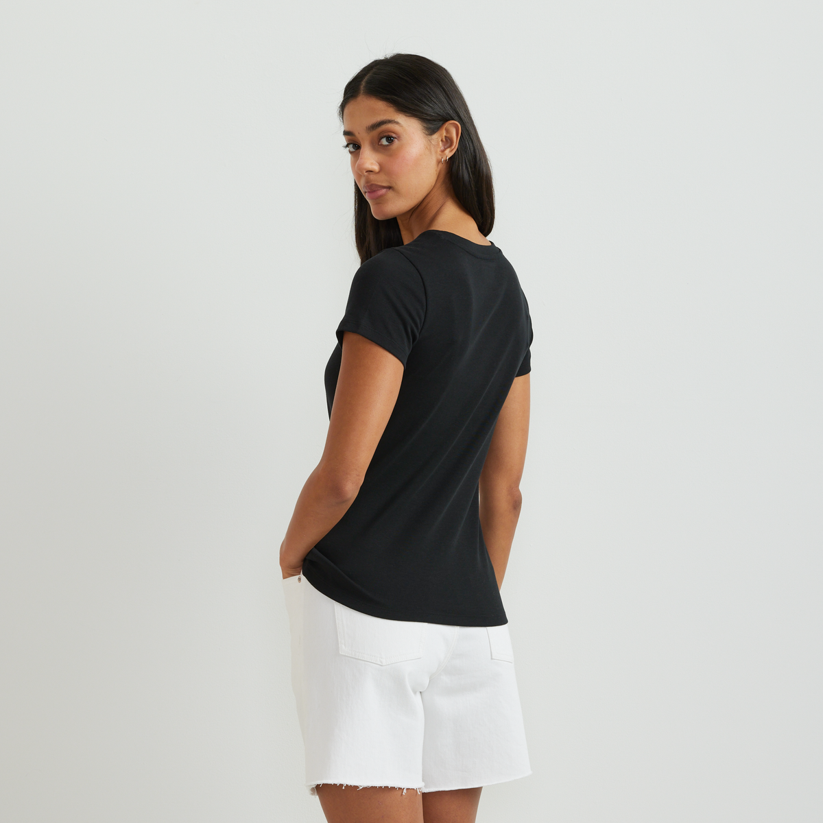 Women's Everyday Short-Sleeve Crewneck T-Shirt-Black-Regular-F1