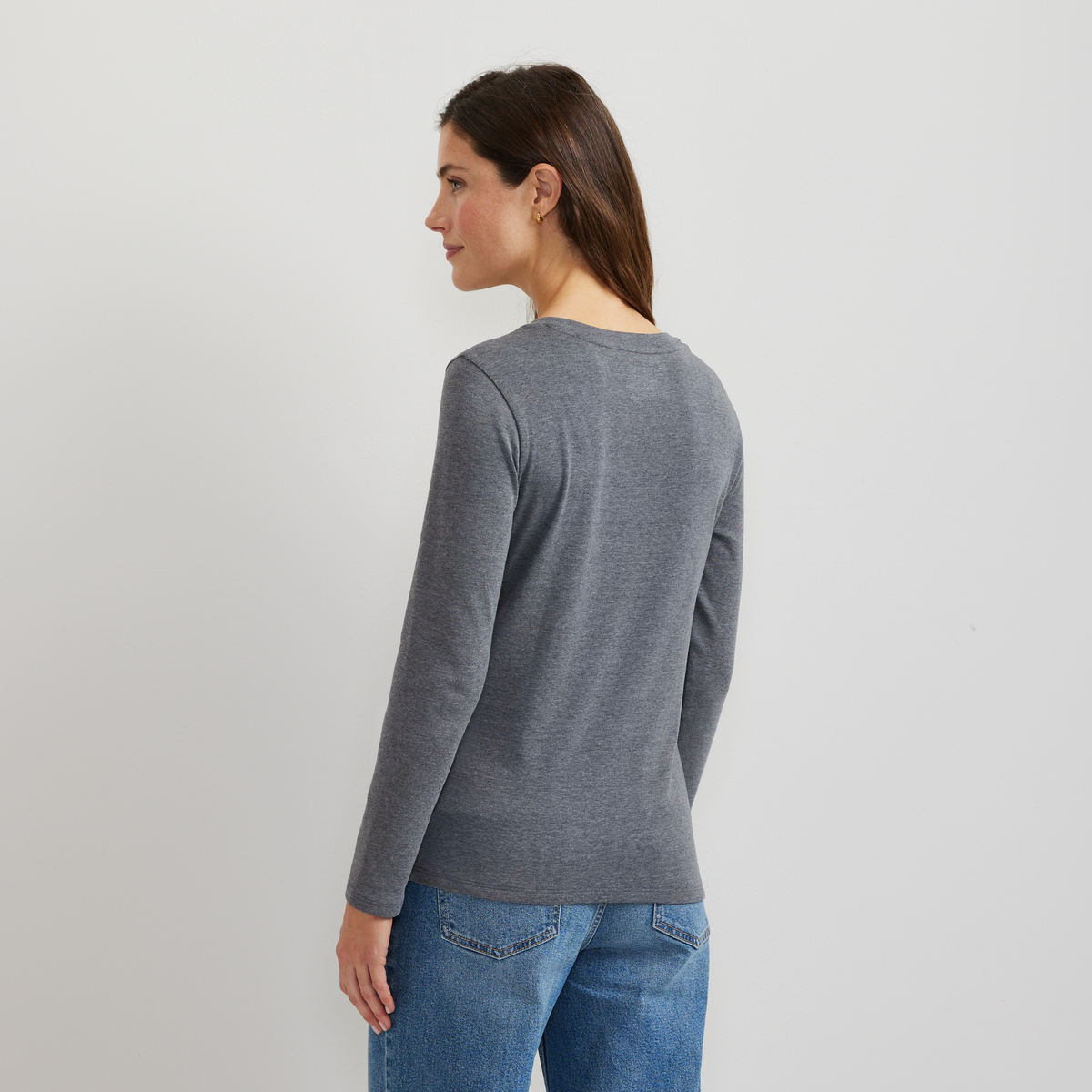 Women's Everyday Long-Sleeve V-Neck T-Shirt-Med Htr Gray-Regular-F1