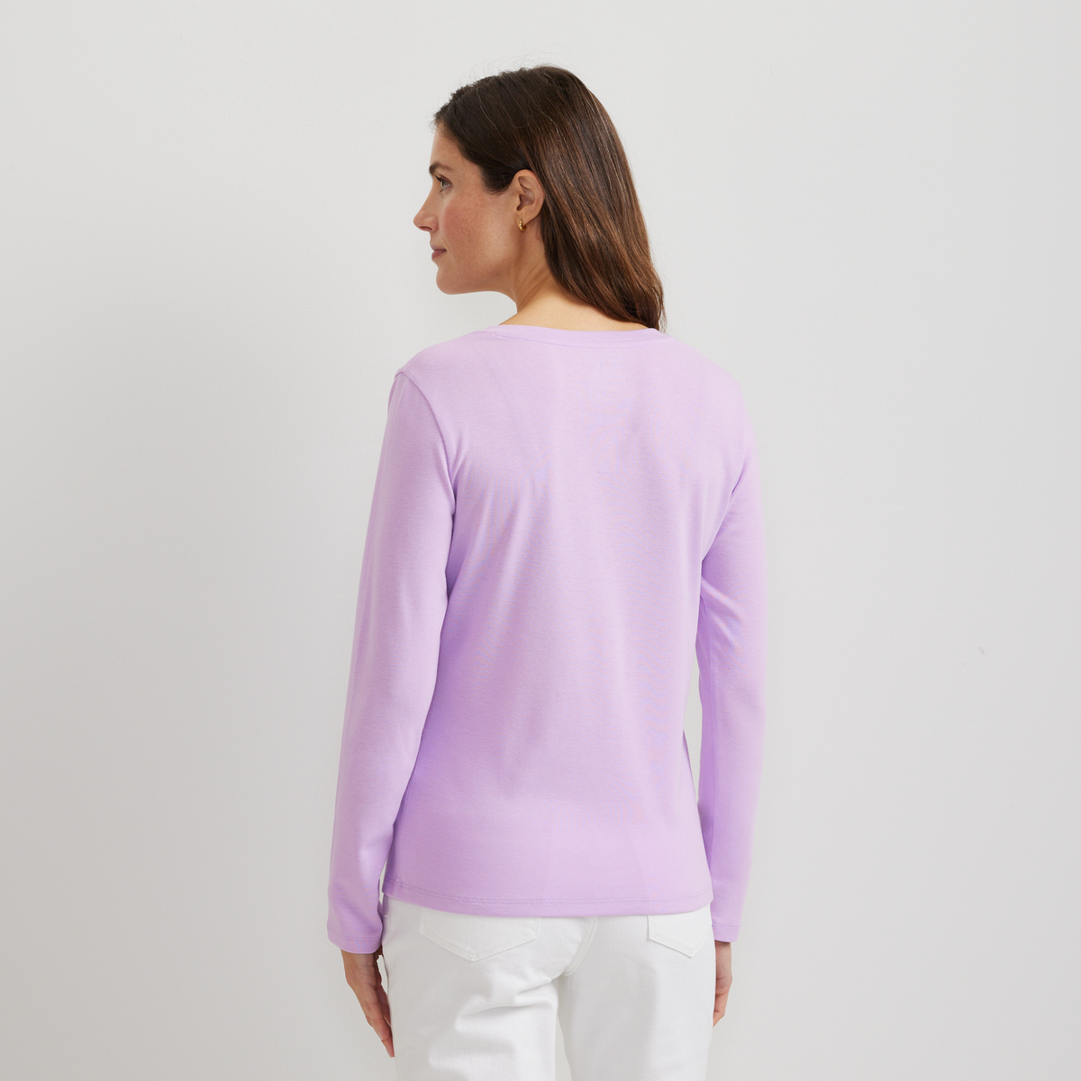 Women's Everyday Long-Sleeve V-Neck T-Shirt-Lavender-Regular-F1