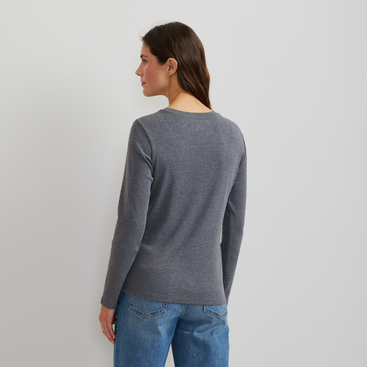 Women's Everyday Long-Sleeve Crewneck T-Shirt-Med Htr Gray-Regular-F1