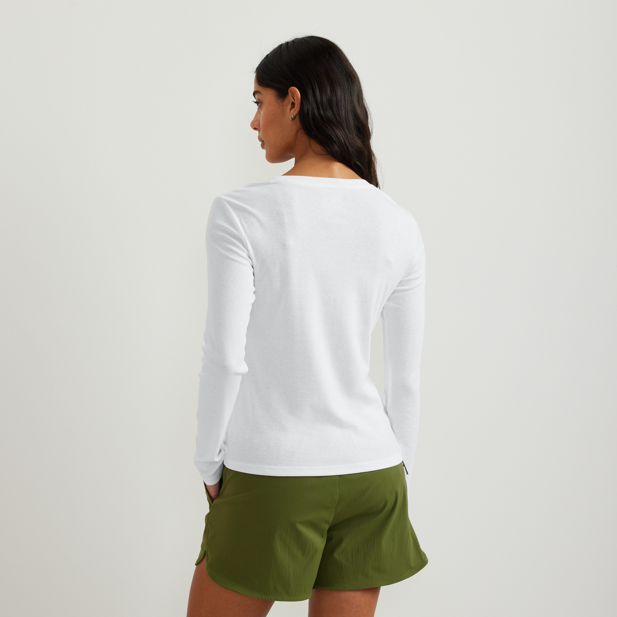 Women's Everyday Long-Sleeve Crewneck T-Shirt-White-Regular-F1