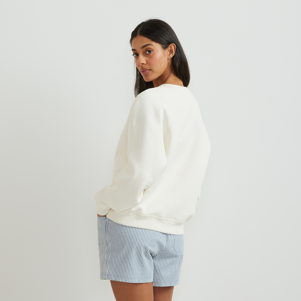Women's Vintage Soft Crew Sweatshirt-Ivory-Regular-F1