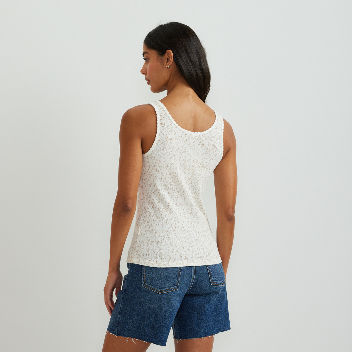 Women's Ribbed Henley Tank-Ivory-Regular-F1