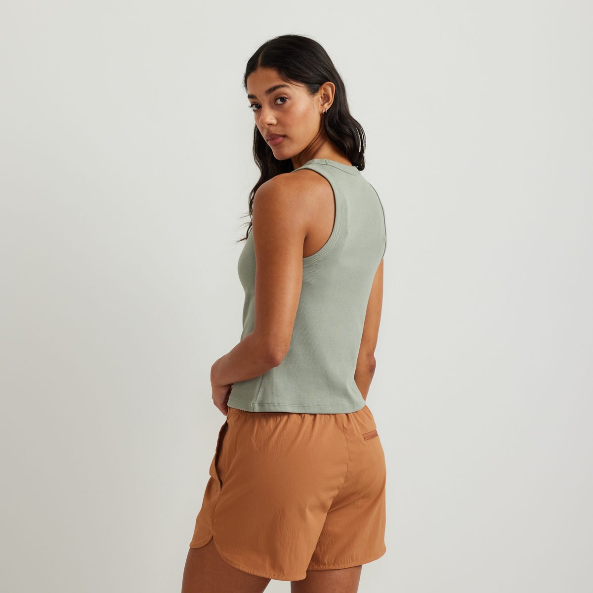 Women's Softline Ribbed Tank-Sage-Regular-F1