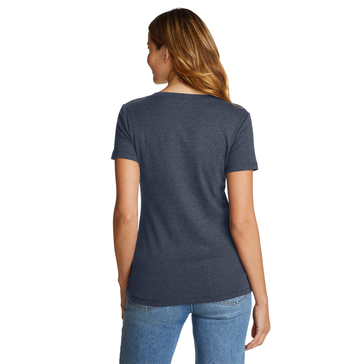 Women's Fav Short-Sleeve V-Neck T-Shirt-Htr Indigo-Regular-22