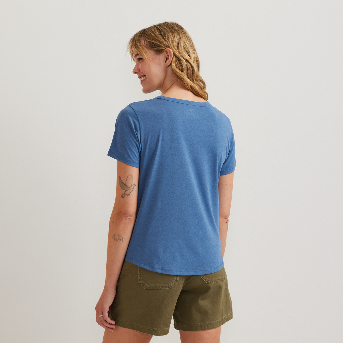 Women's Trek Light Hike Short-Sleeve Crewneck T-Shirt-Tile Blue-Regular-F1