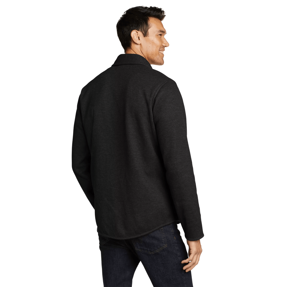 Men's Faux Shearling-Lined Thermal Shirt Black Regular-1