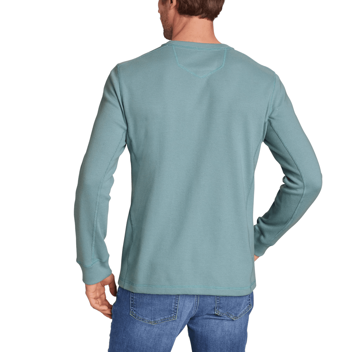 Men's Eddie's Favorite Ultrasoft Thermal Henley Sea Blue Regular-2