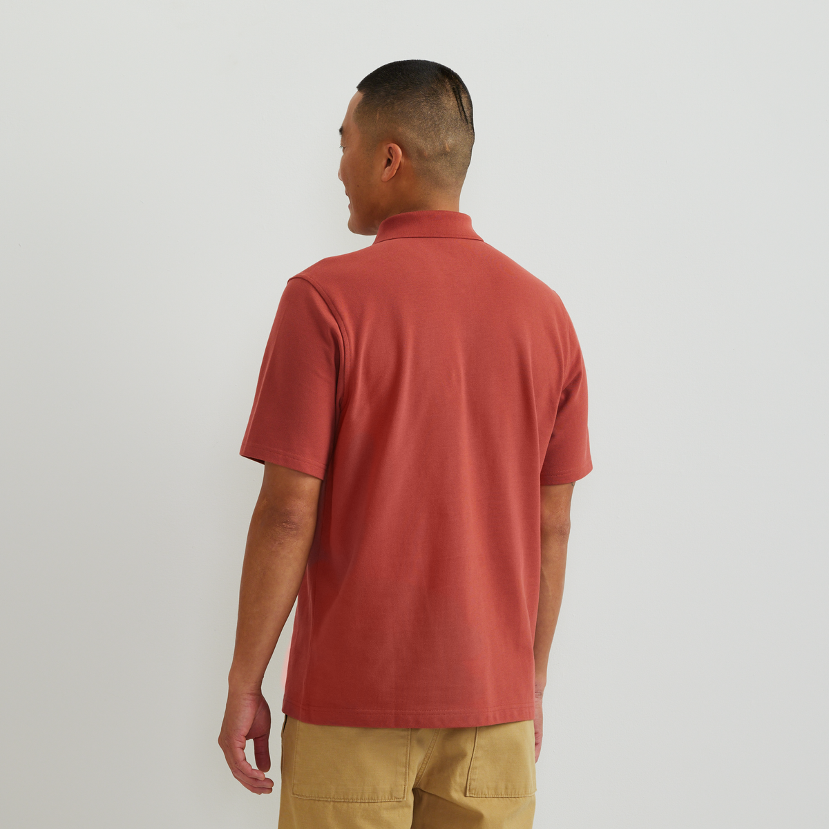 Men's Signature Piqué Short-Sleeve Polo-Mineral Red-Regular-F1
