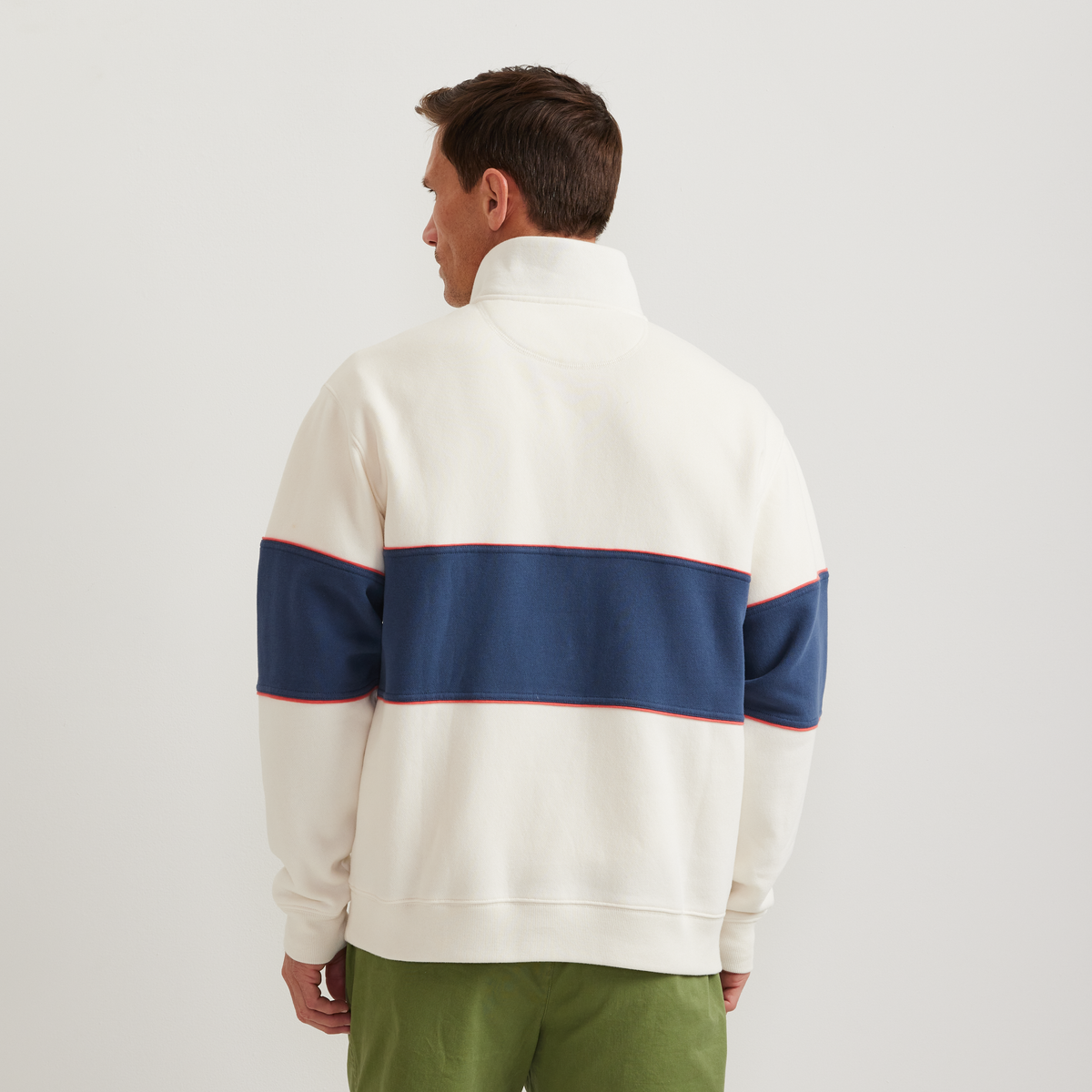 Men's Vintage Soft 1/4-Zip - Stripe-Ivory-Regular-F1