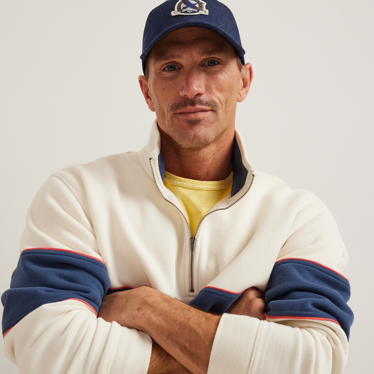 Men's Vintage Soft 1/4-Zip - Stripe-Ivory-Regular-T1