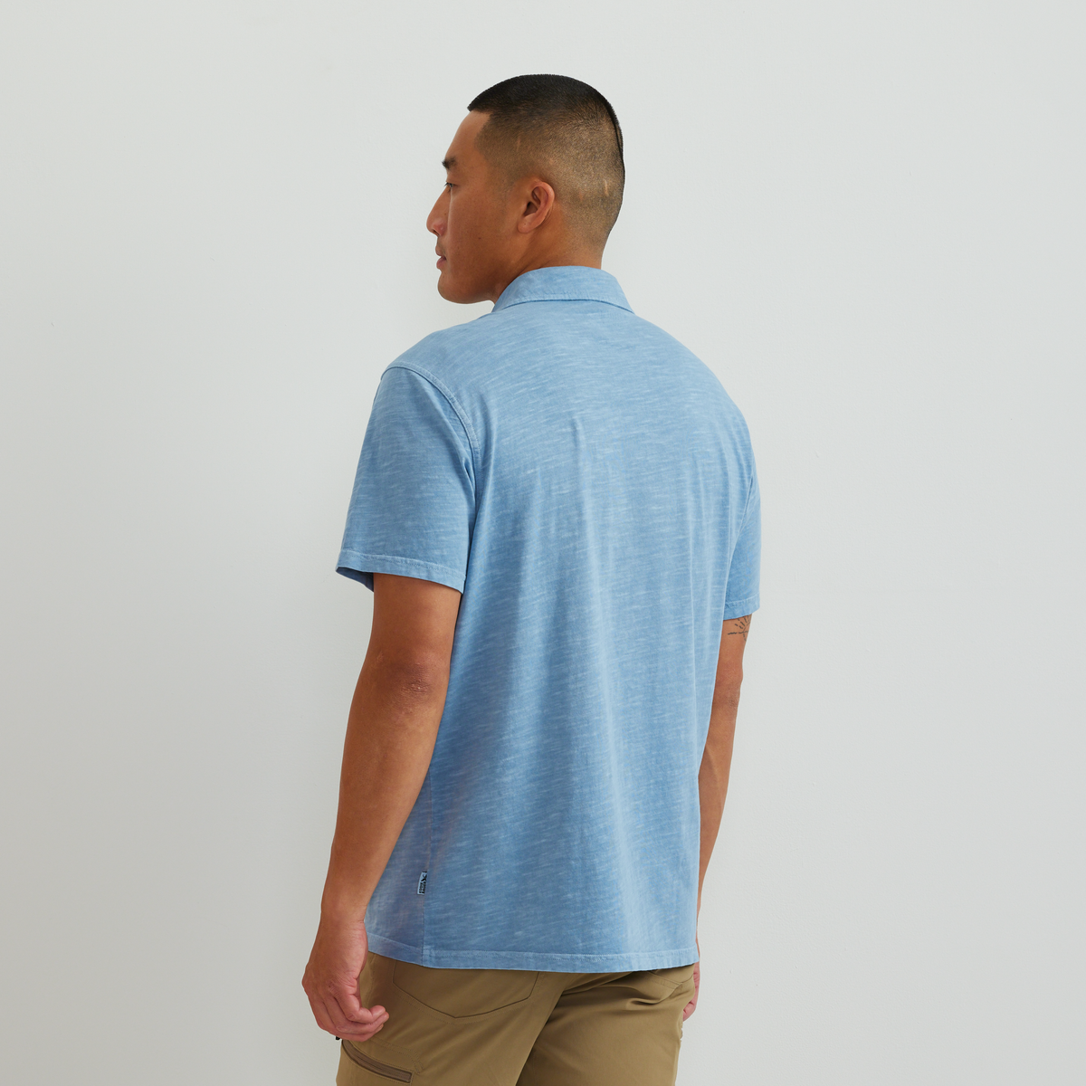 Men's Sunwashed Cotton Pocket Polo-Blue Fog-Regular-F1