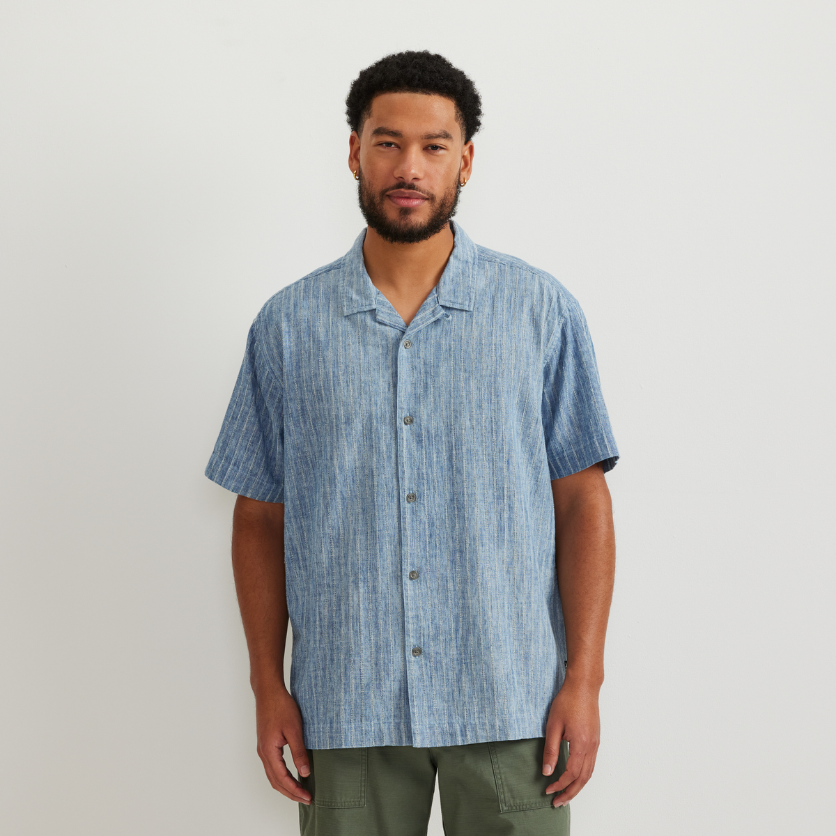 Men's Novelty Camp Shirt- Indigo-Indigo-Regular-Q1