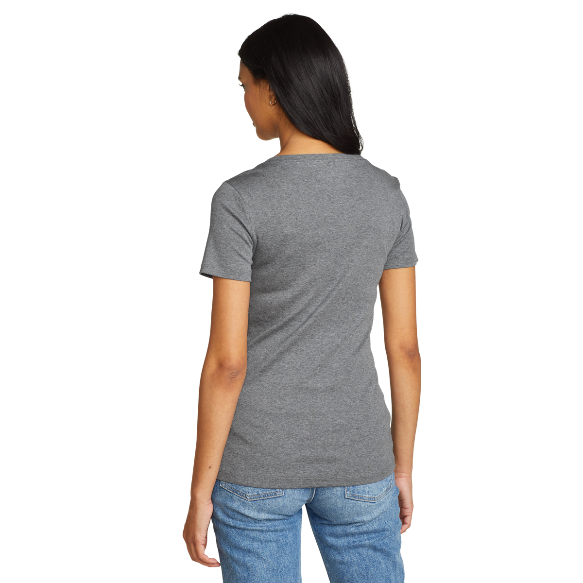 Women's Fav Short-Sleeve V-Neck T-Shirt-Med Htr Gray-Regular-9