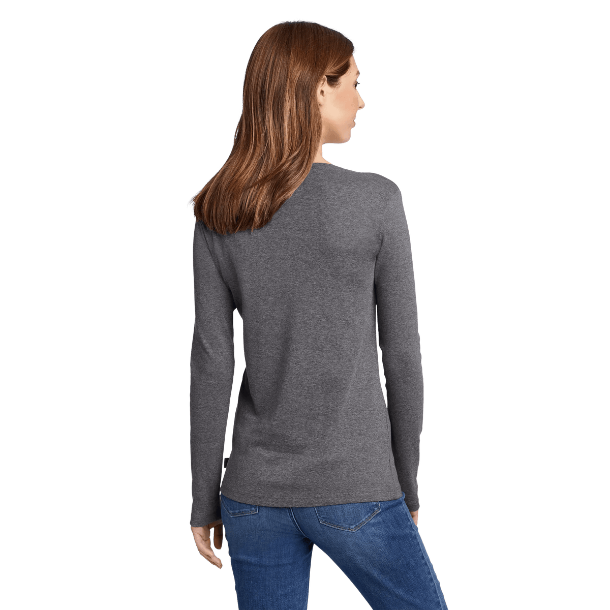 Women's Fav Long-Sleeve V-Neck T-Shirt Med Htr Gray Regular-1