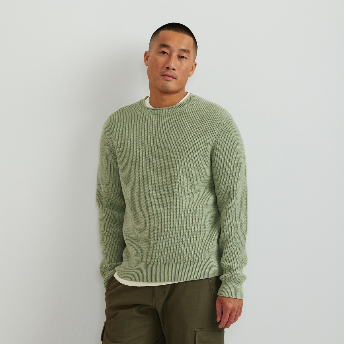 Men's Signature Roll Neck Sweater-Htr Green-Regular-C1