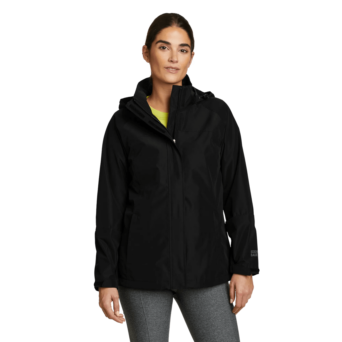 Women's Rainfoil® Waterproof Packable Hooded Rain Jacket Black Regular-18