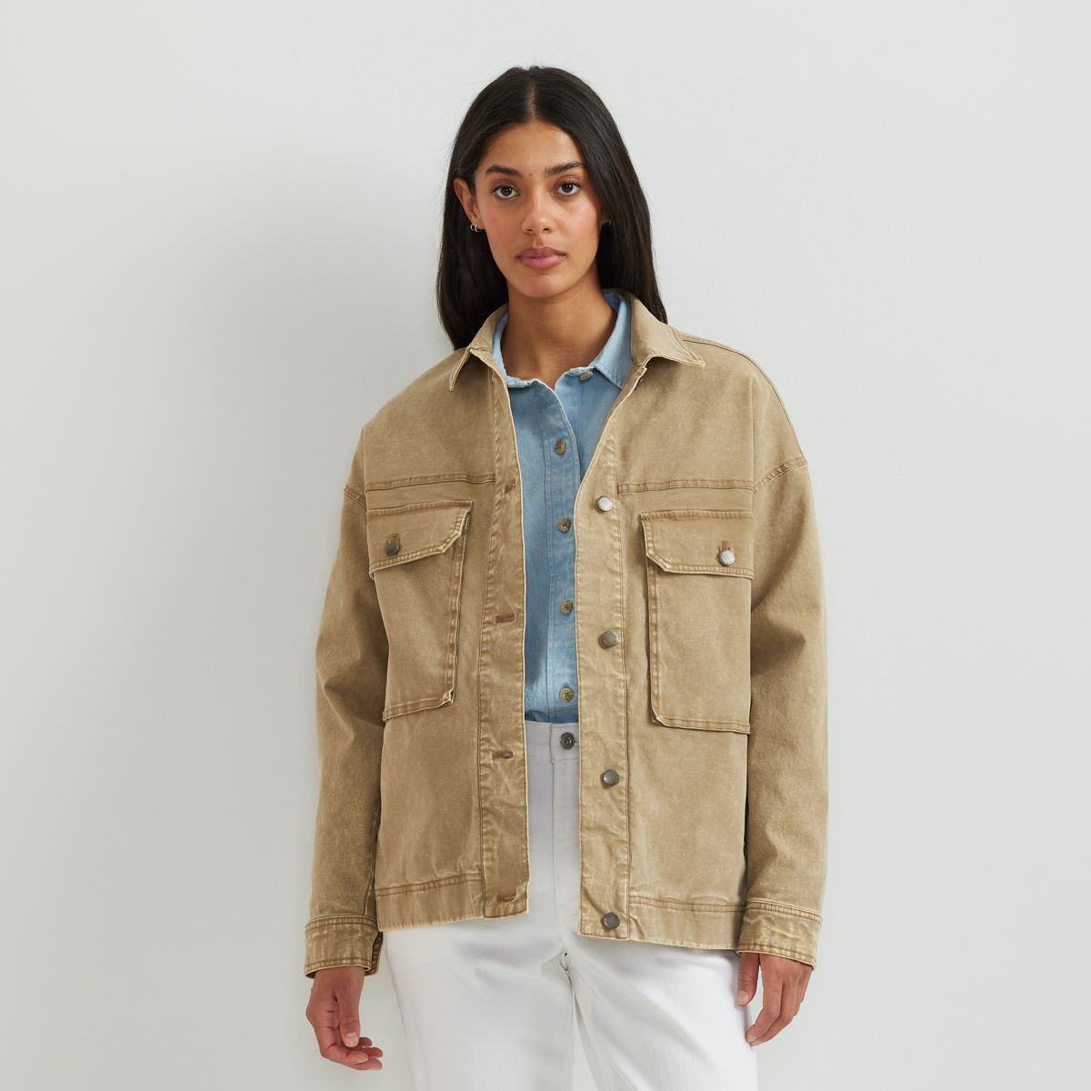 Women's Seabrook Vintage Washed Jacket-Dk Khaki-Regular-C1