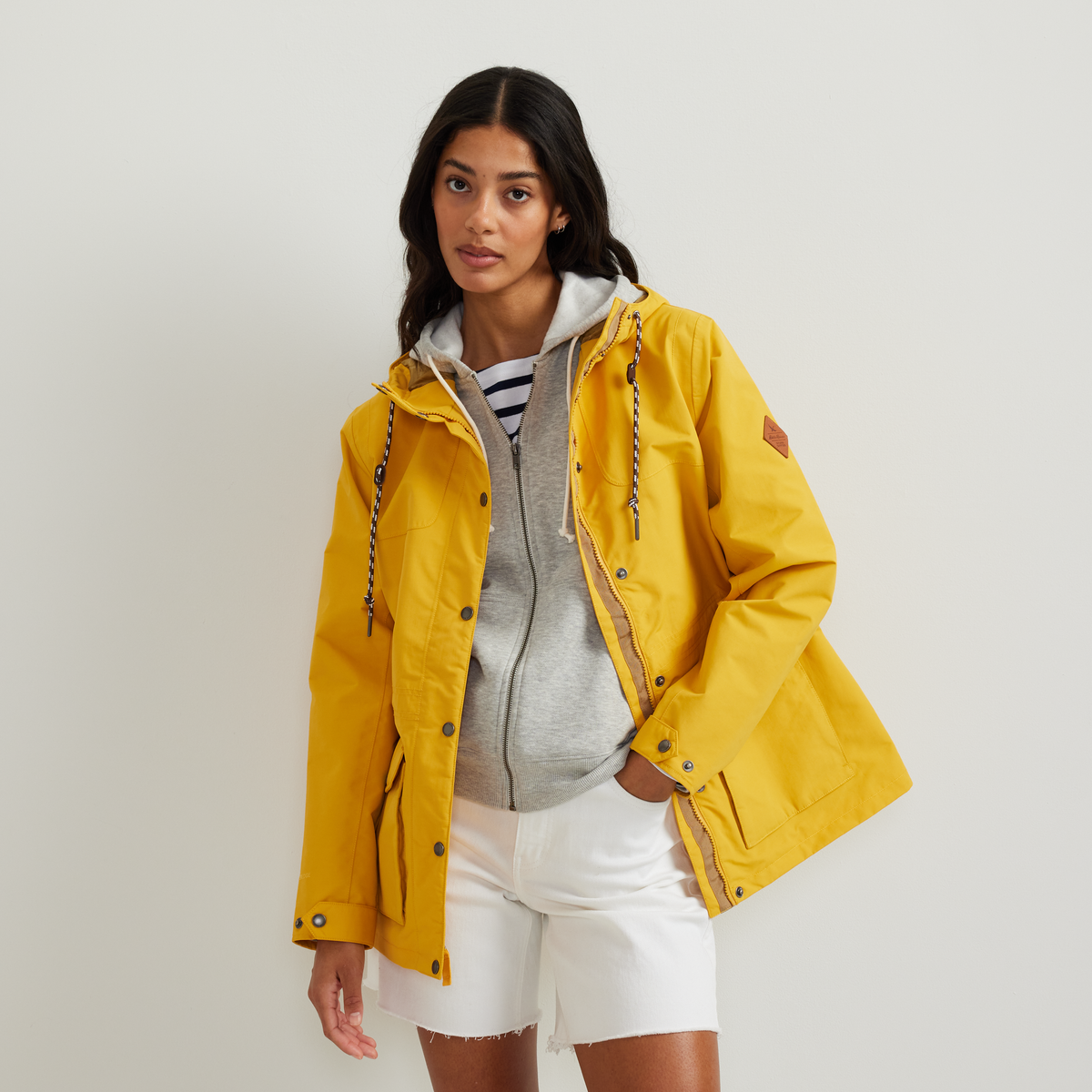 Women's Charly Waterproof Hooded Rain Jacket-DK MARIGOLD-Regular-C1
