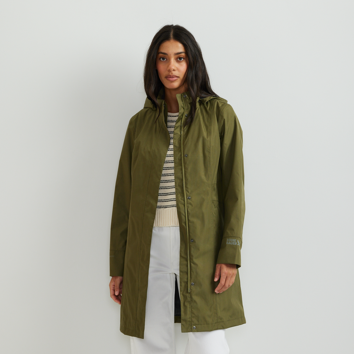 Women's Girl On The Go® Waterproof Hooded Trench Coat-Alder-Regular-C1