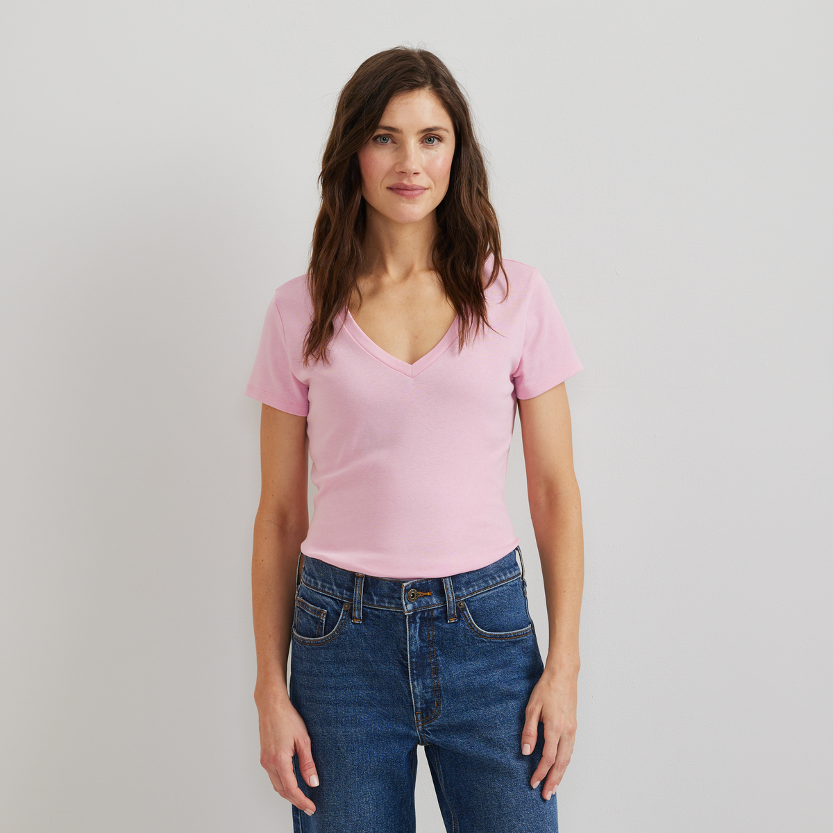 Women's Everyday Short-Sleeve V-Neck T-Shirt-Peony-Regular-C1