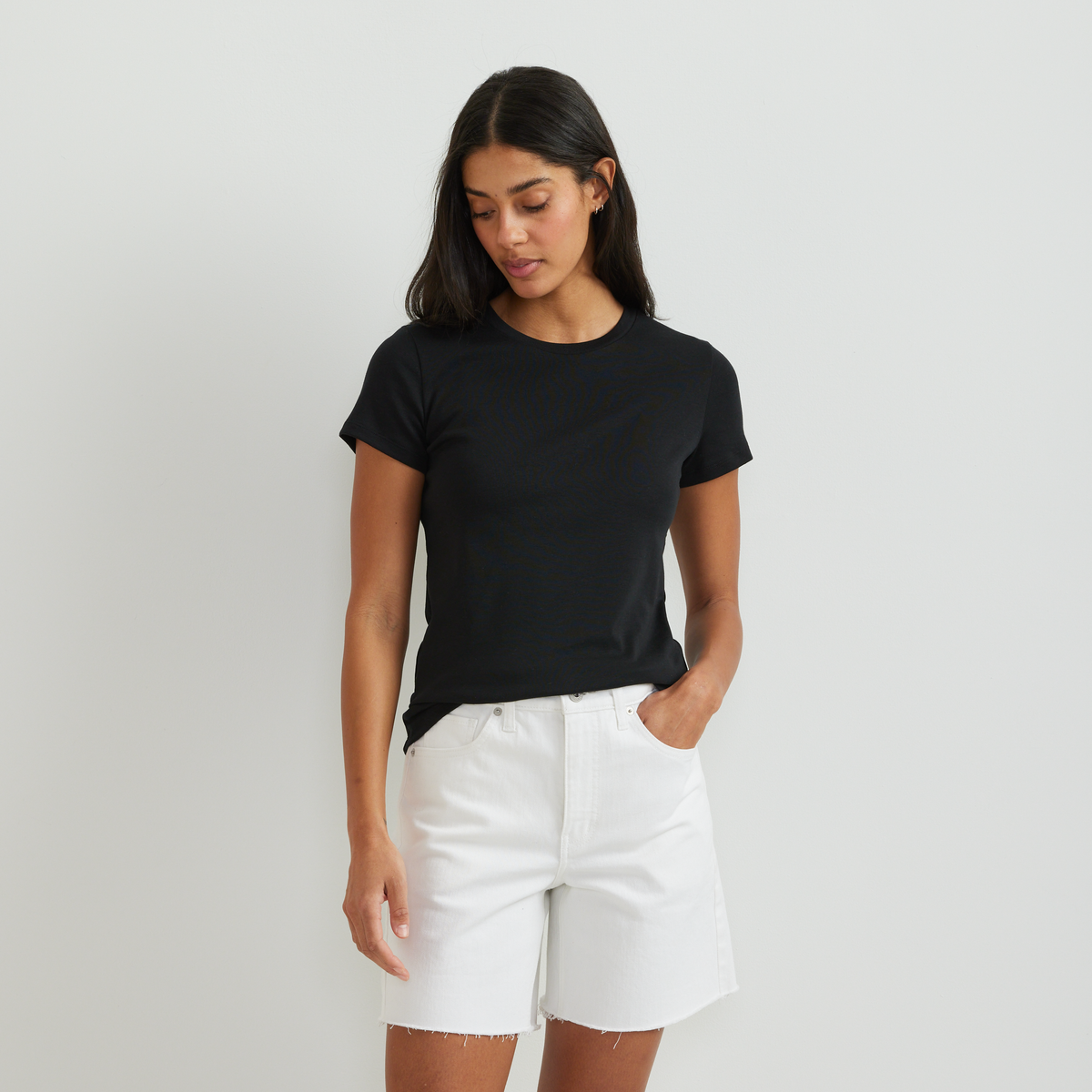 Women's Everyday Short-Sleeve Crewneck T-Shirt-Black-Regular-C1