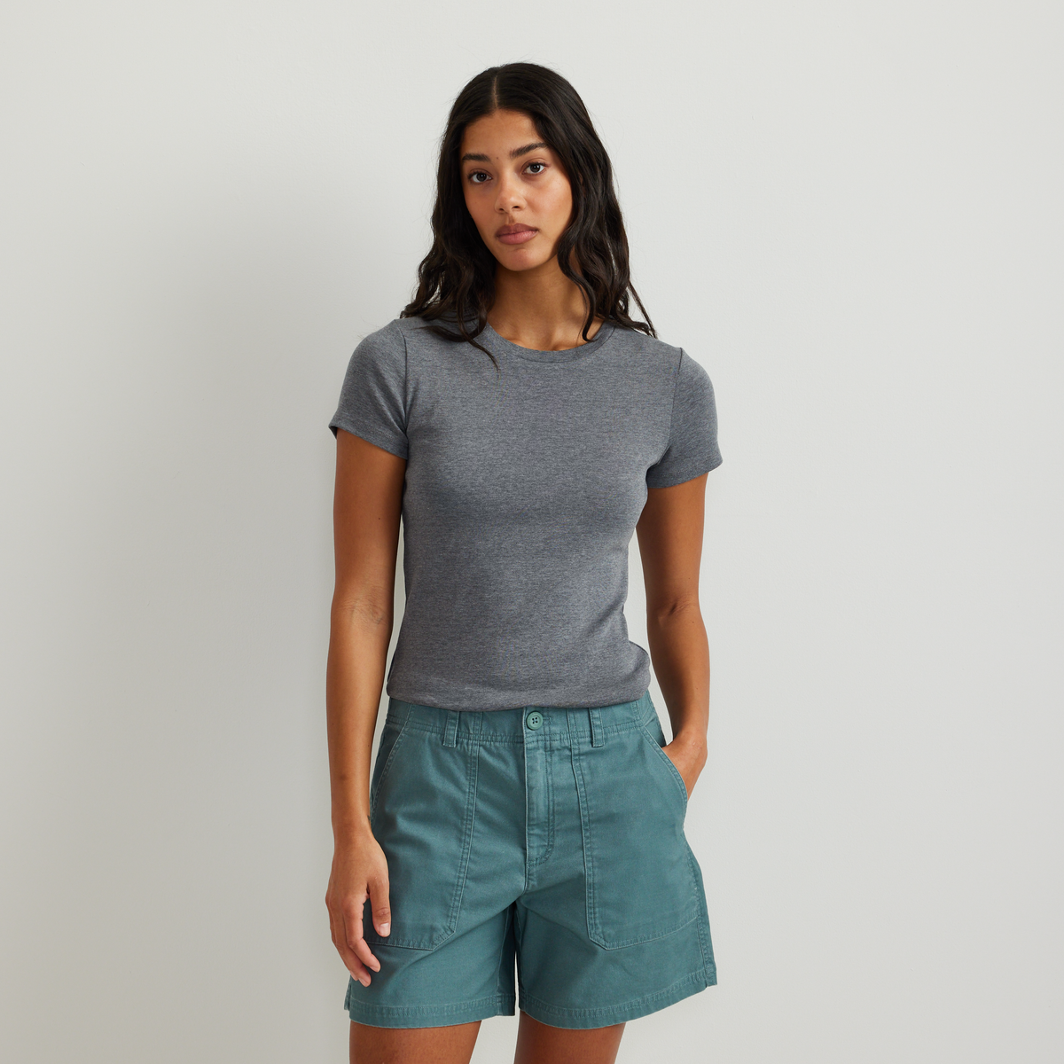 Women's Everyday Short-Sleeve Crewneck T-Shirt-Med Htr Gray-Regular-C1
