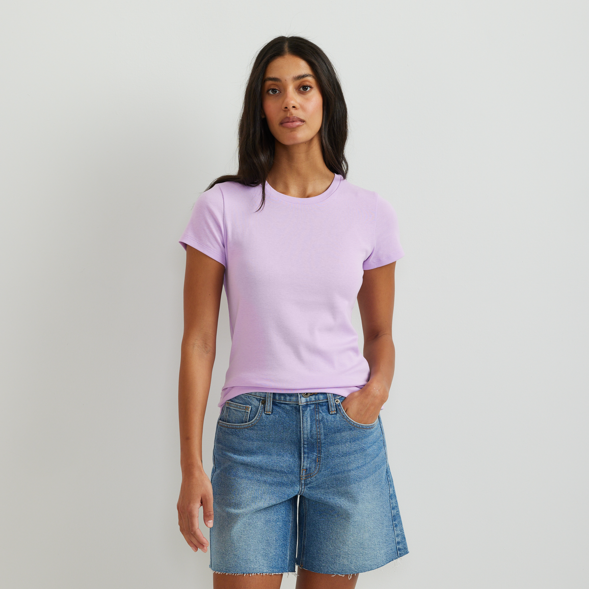 Women's Everyday Short-Sleeve Crewneck T-Shirt-Lavender-Regular-C1