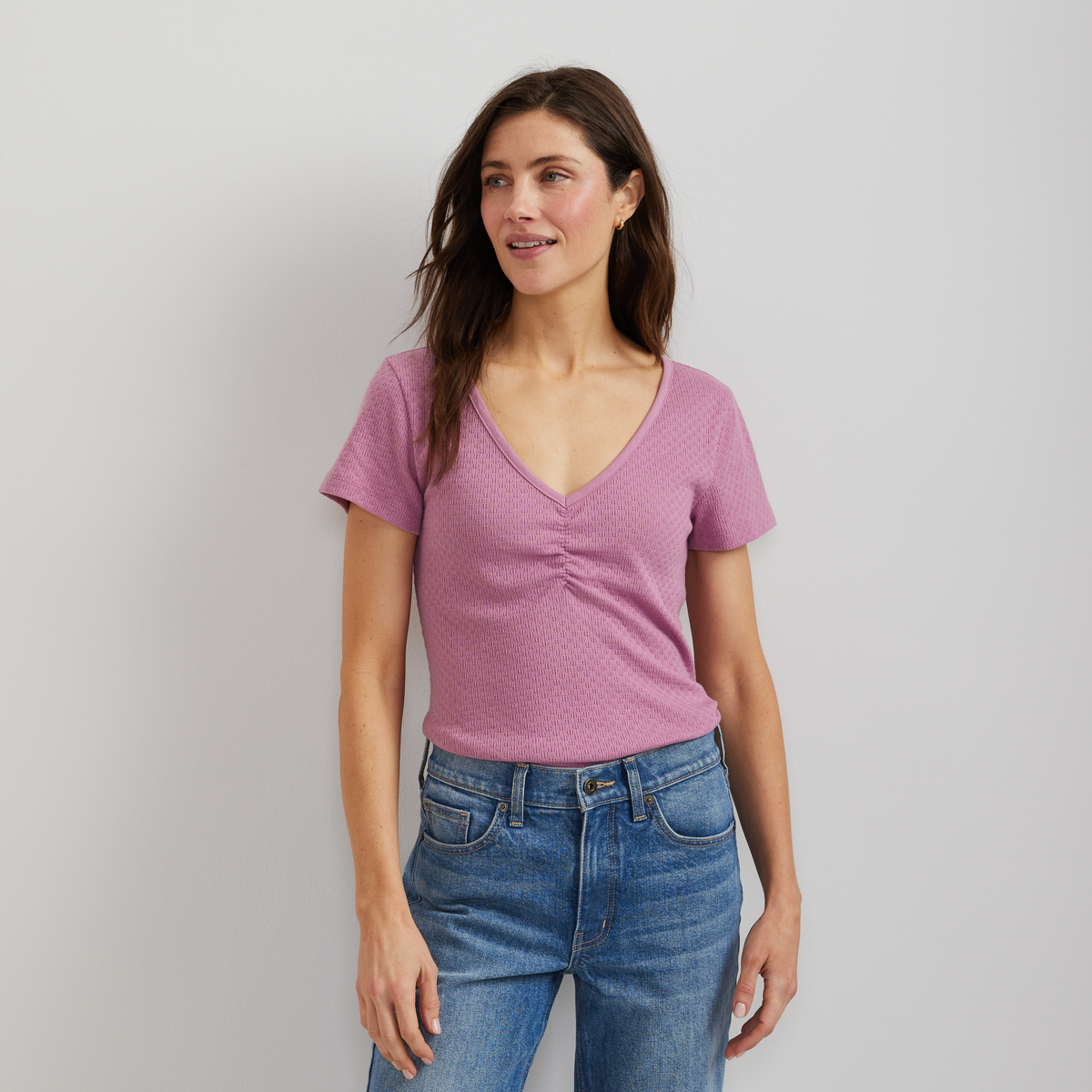 Women's Pointelle Dobby Shirt-Vintage Rose-Regular-C1