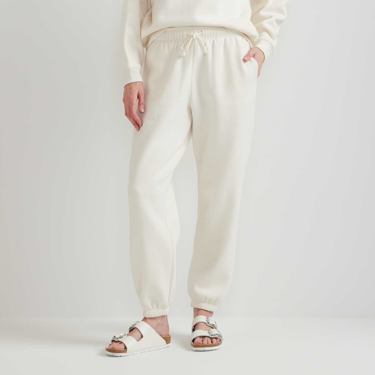 Women's Vintage Soft Relaxed Fit Jogger Sweatpants-Ivory-Regular-5