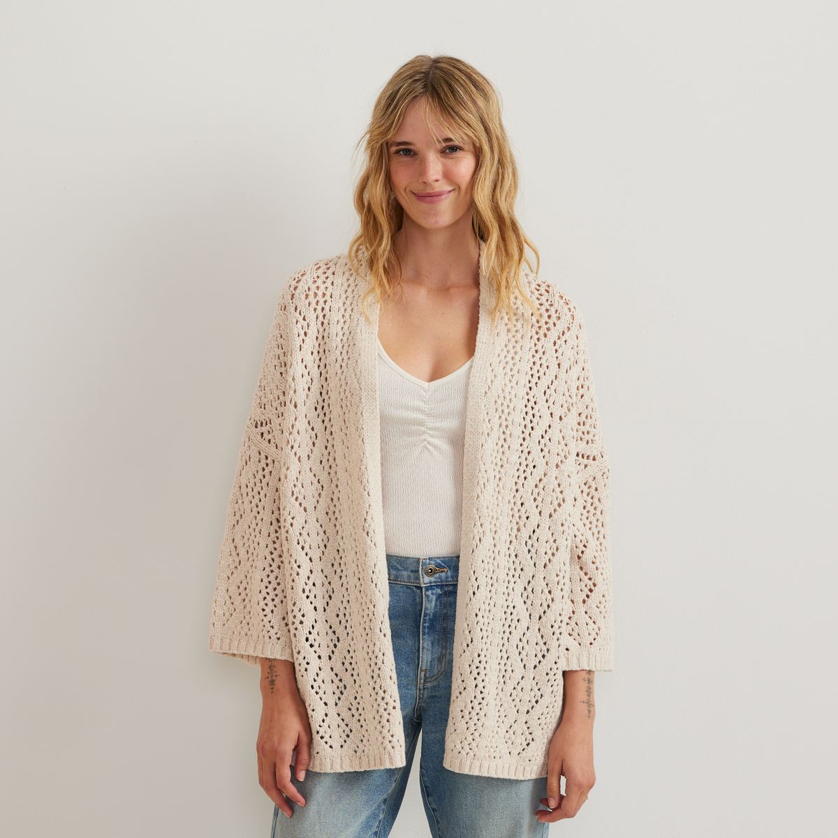 Women's Long Open Front Cardigan-Htr Oatmeal-Regular-C1