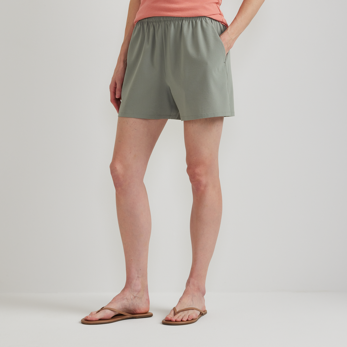 Women's Rio Textured Shorts-Sage-Regular-C1