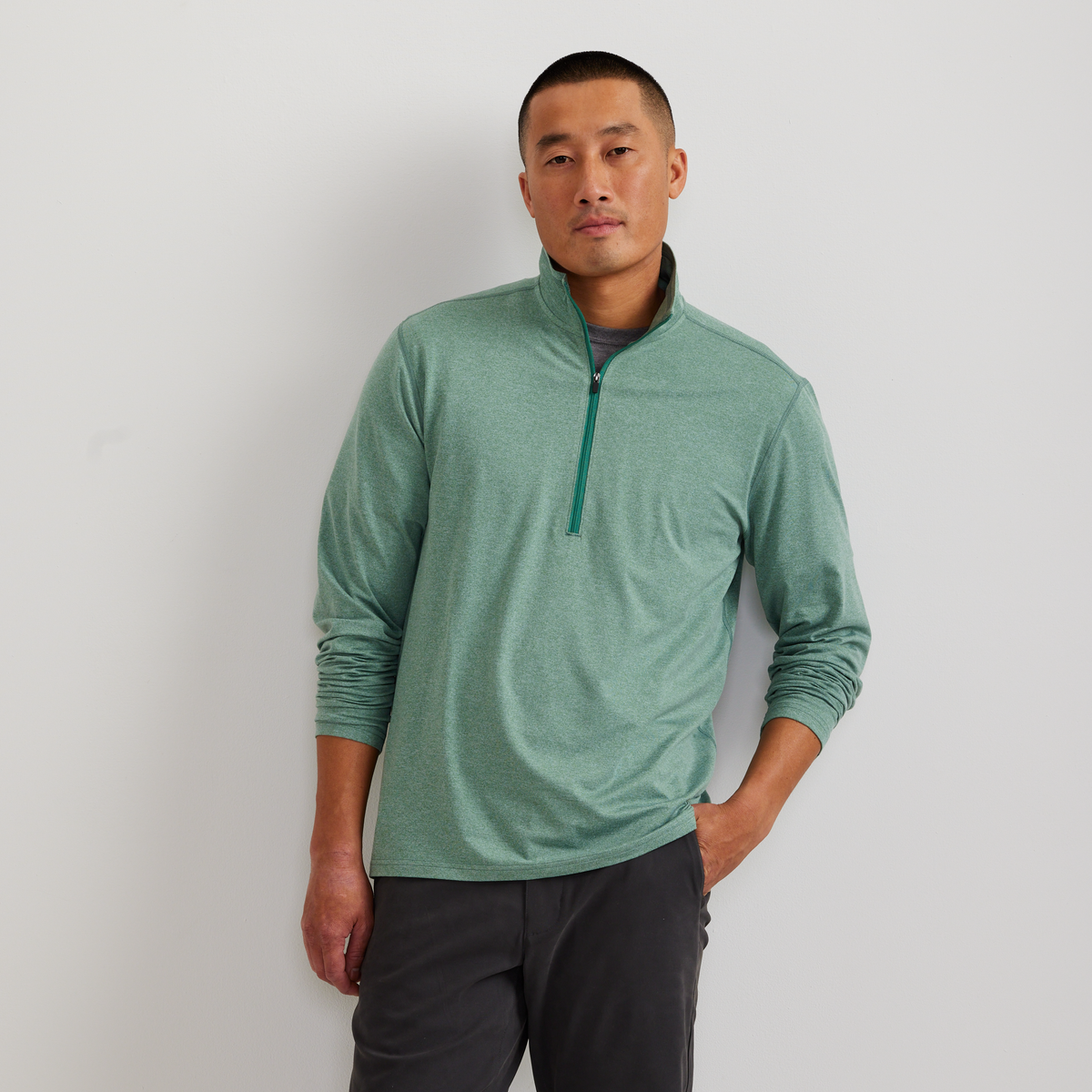 Men's Mountain Trek 1/2-Zip Mock-Vibrant Green-Regular-C1