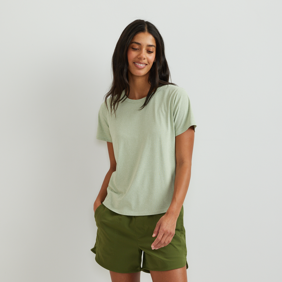 Women's Trek Light Hike Short-Sleeve Crewneck T-Shirt-Honeydew-Regular-C1