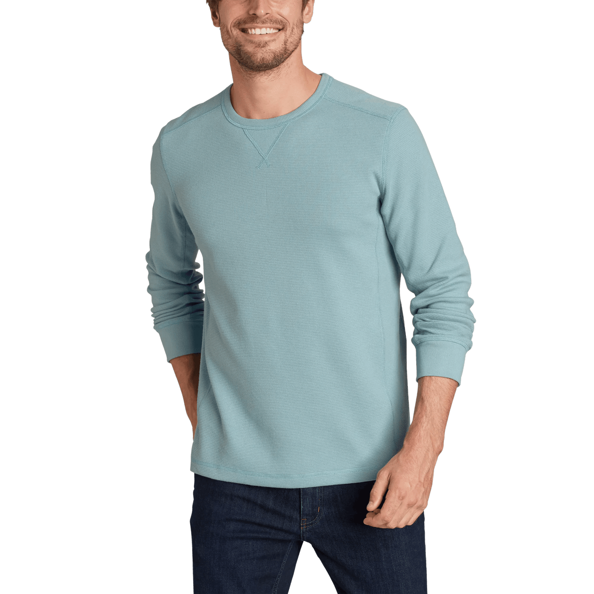Men's Eddie's Favorite Ultrasoft Thermal Crew-Sea Blue-Regular-2