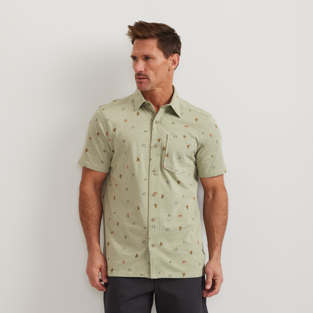 Men's New Baja Button-Up Shirt-Dusty Sage-Regular-C1