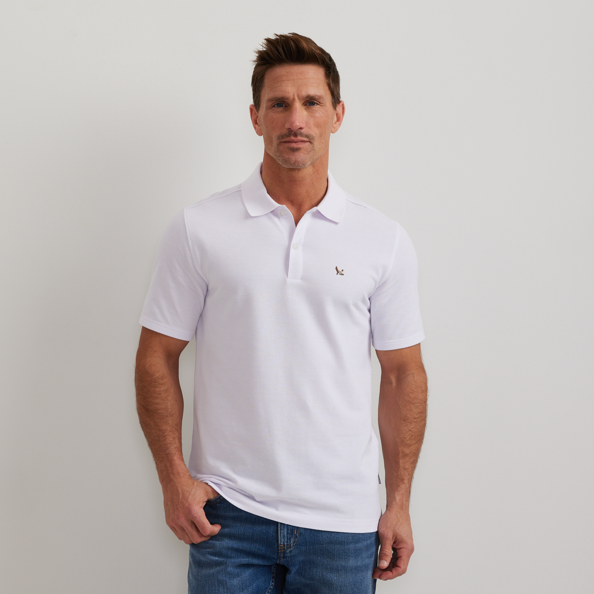 Men's Signature Piqué Short-Sleeve Polo-White-Regular-C1