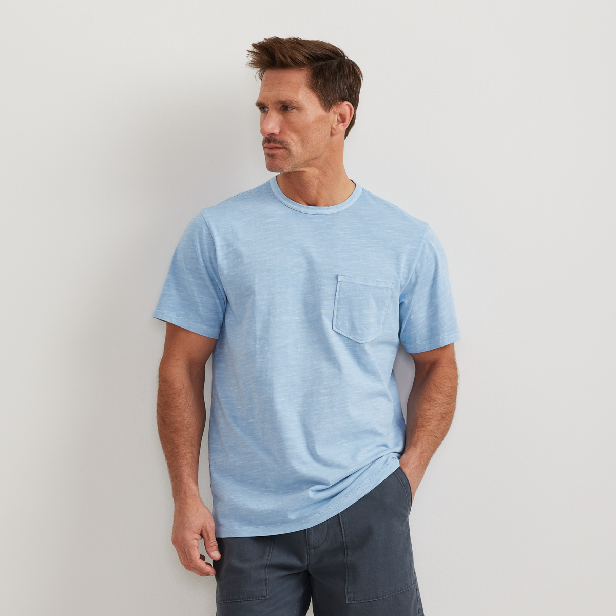 Men's Sunwashed Cotton T-Shirt-Slate Blue-Regular-C1