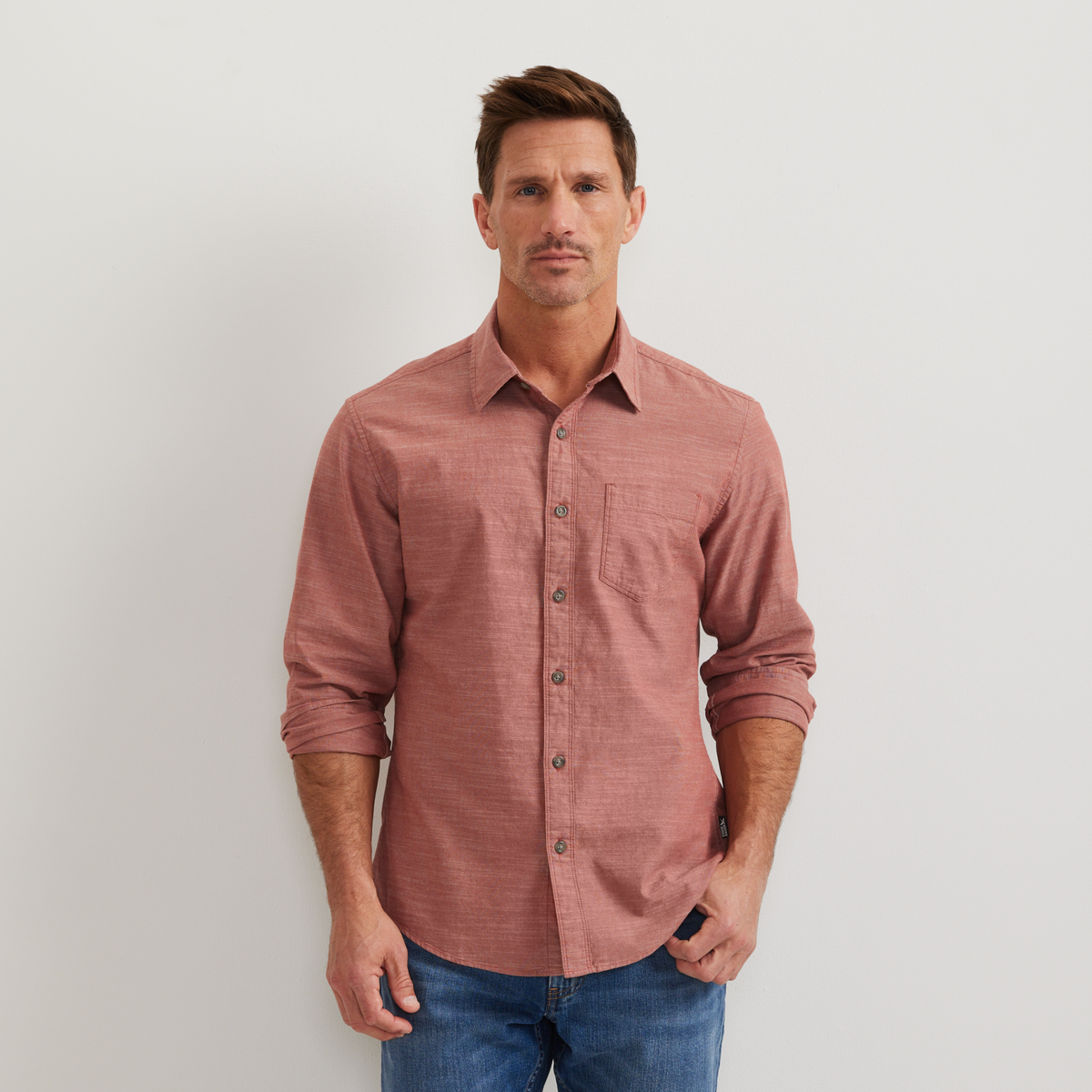 Men's Camano Long-Sleeve Shirt-Mineral Red-Regular-F1