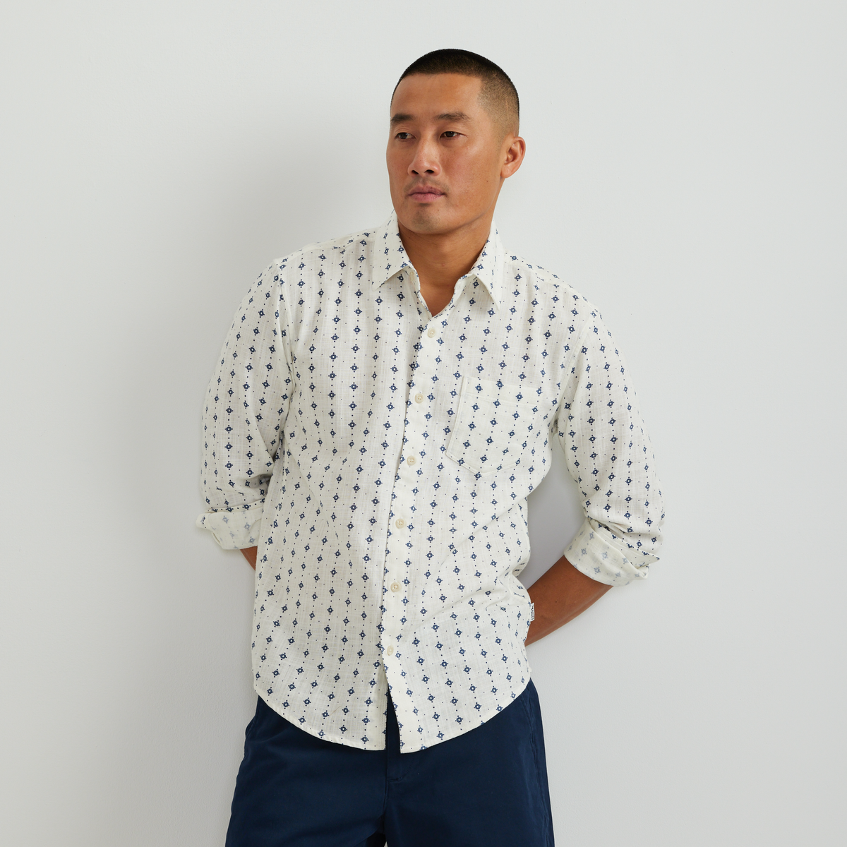 Men's Vintage Shirt-Ivory-Regular-C1
