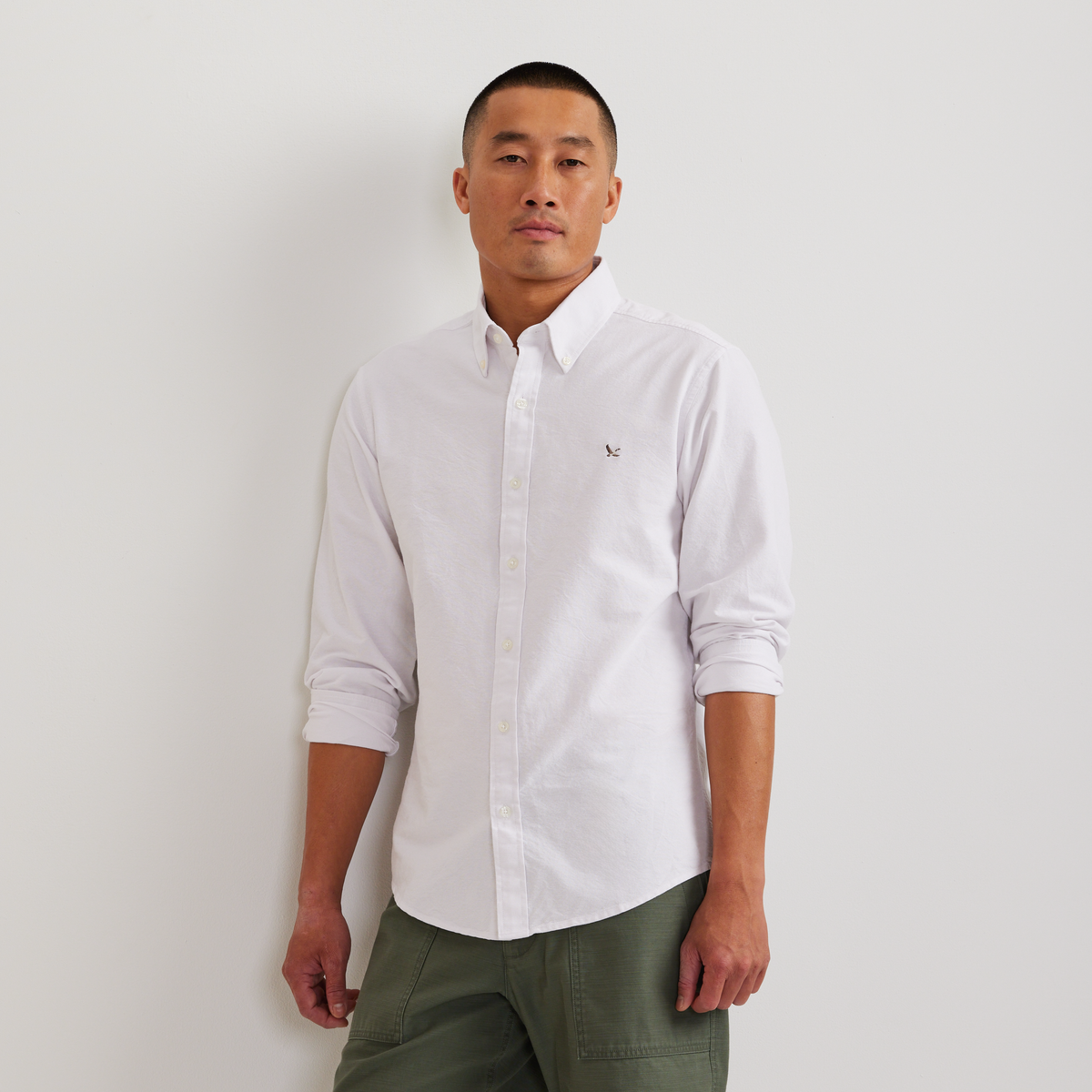 Men's Eddie's Oxford Shirt-White-Regular-C1