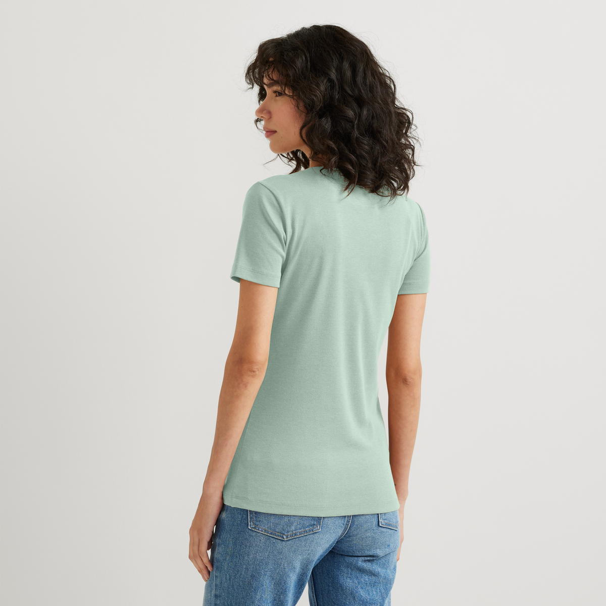Women's Fav Short-Sleeve V-Neck T-Shirt-Lt Celadon-Regular-20