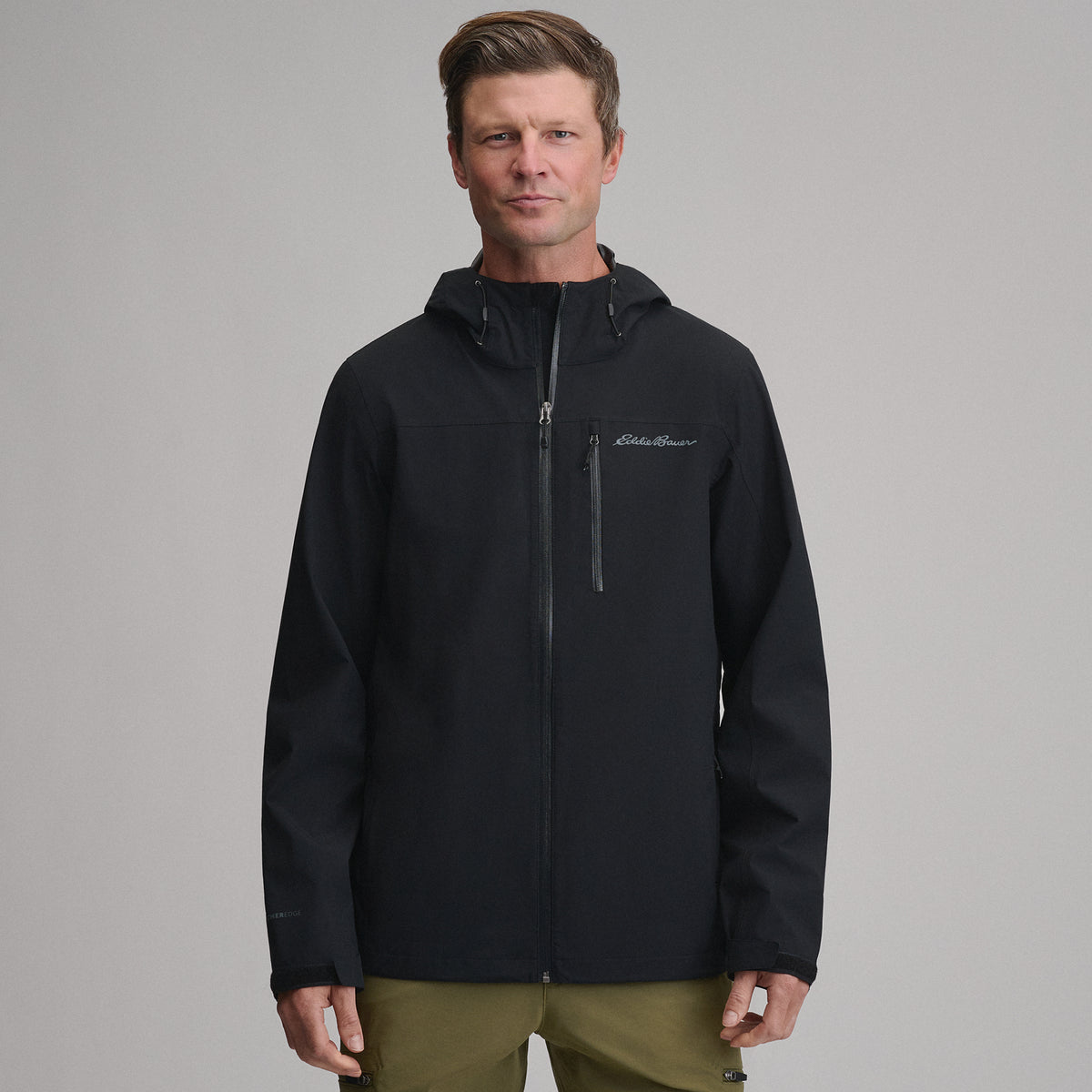 Men's Cloud Cap Waterproof Stretch Hooded Rain Jacket-Black-1