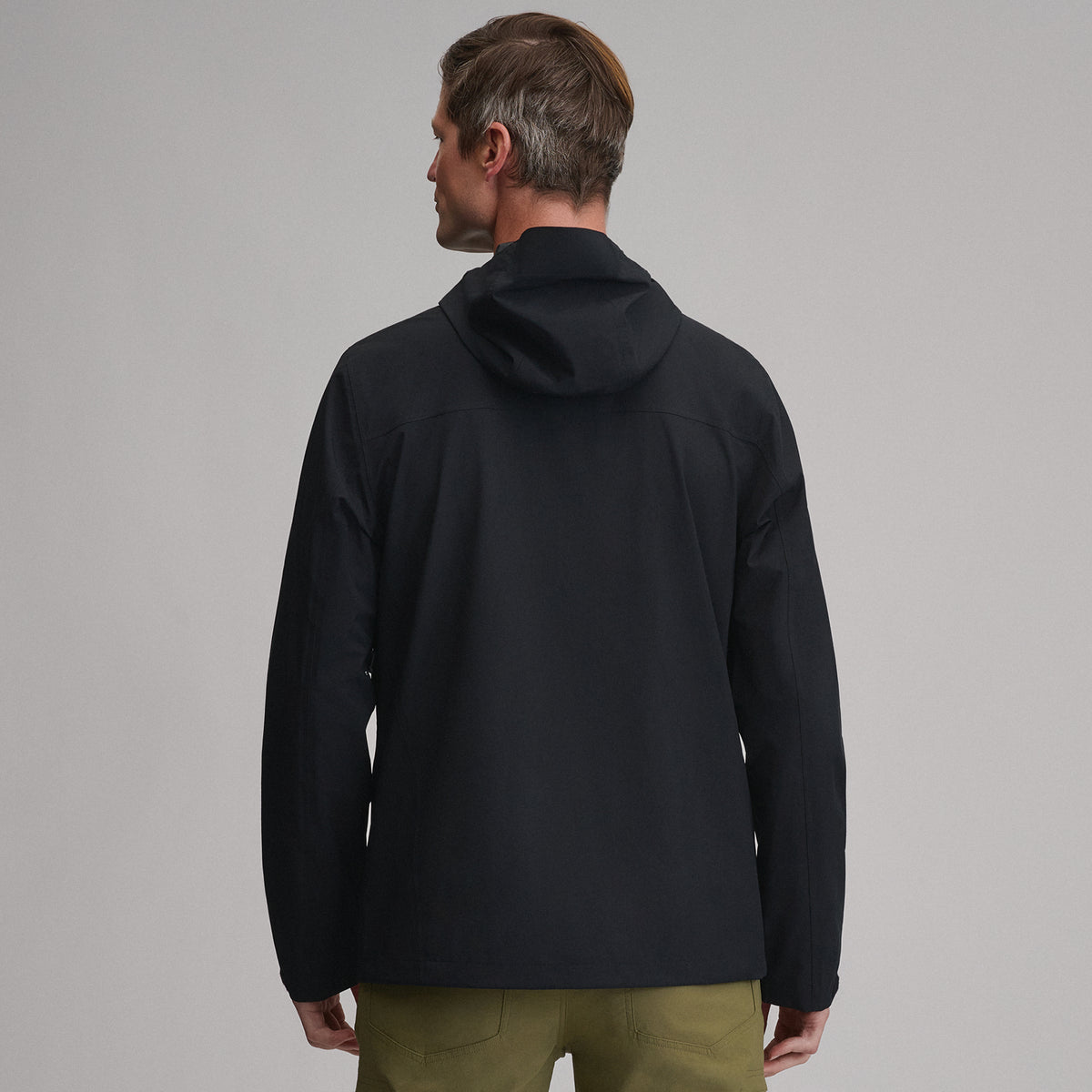 Men's Cloud Cap Waterproof Stretch Hooded Rain Jacket-Black-2